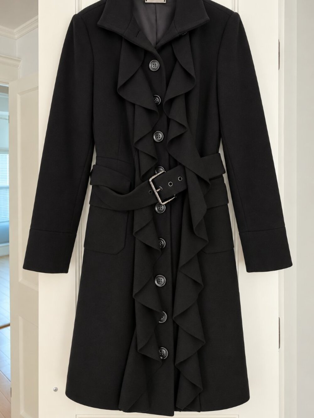 Diane von Furstenberg DVF Milletette Cashmere Wool Ruffle Belted Coat 6